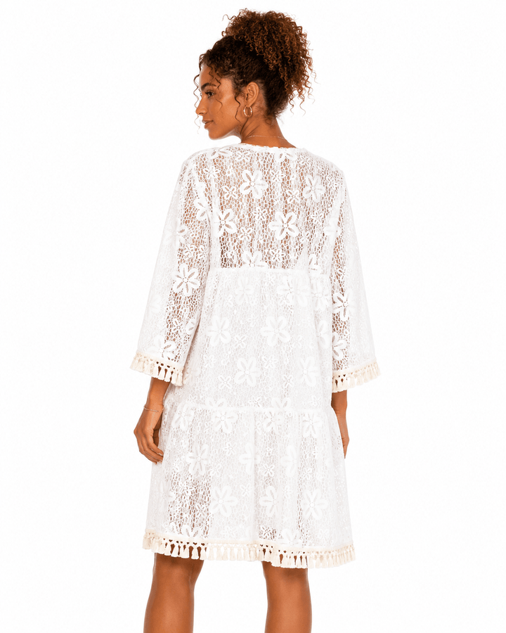 Bali Embroidered Tassel Lace Dress - Must Boutique