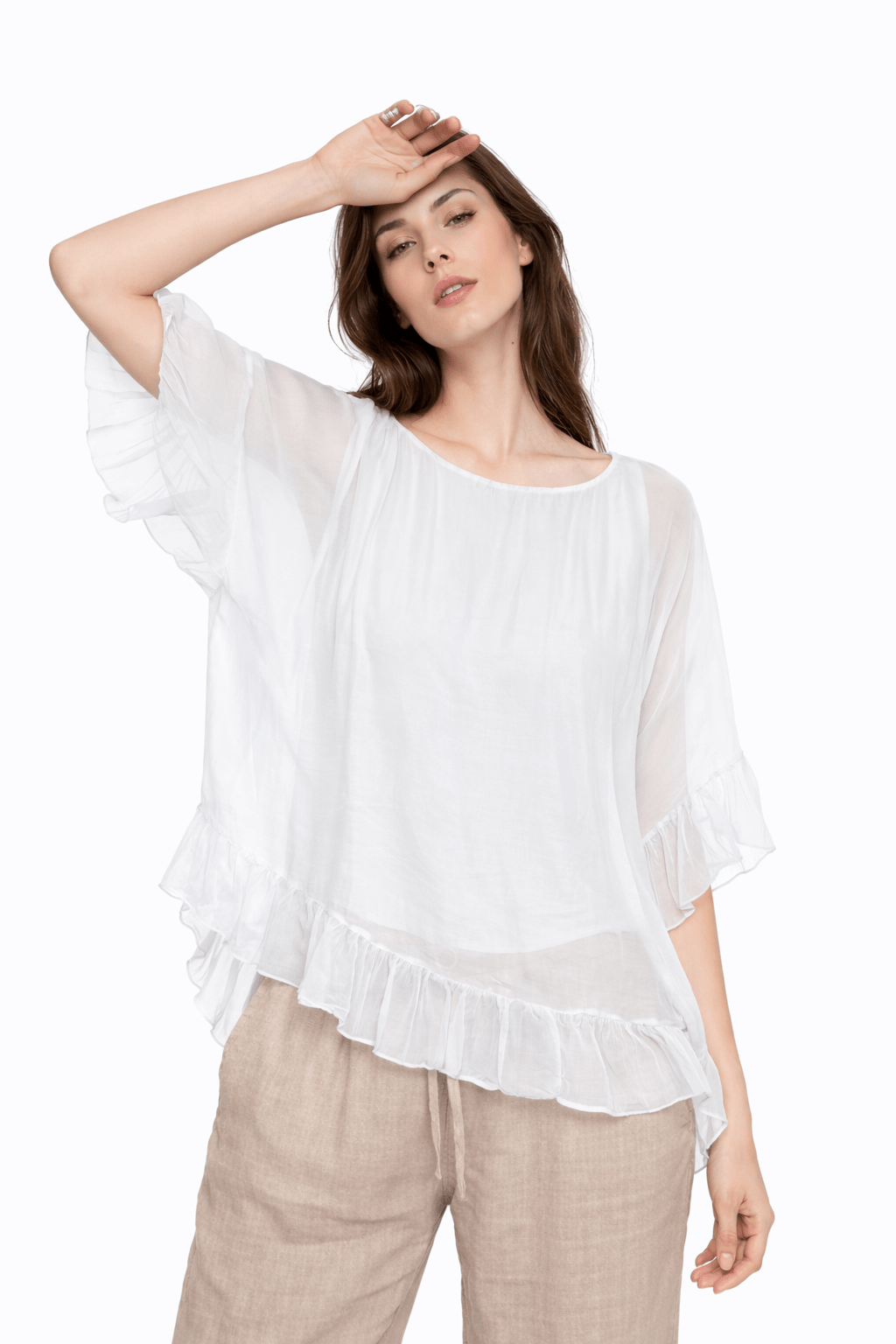 Barbara Sheer Ruffle Blouse - Must Boutique
