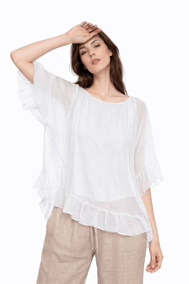 Barbara Sheer Ruffle Blouse - Must Boutique