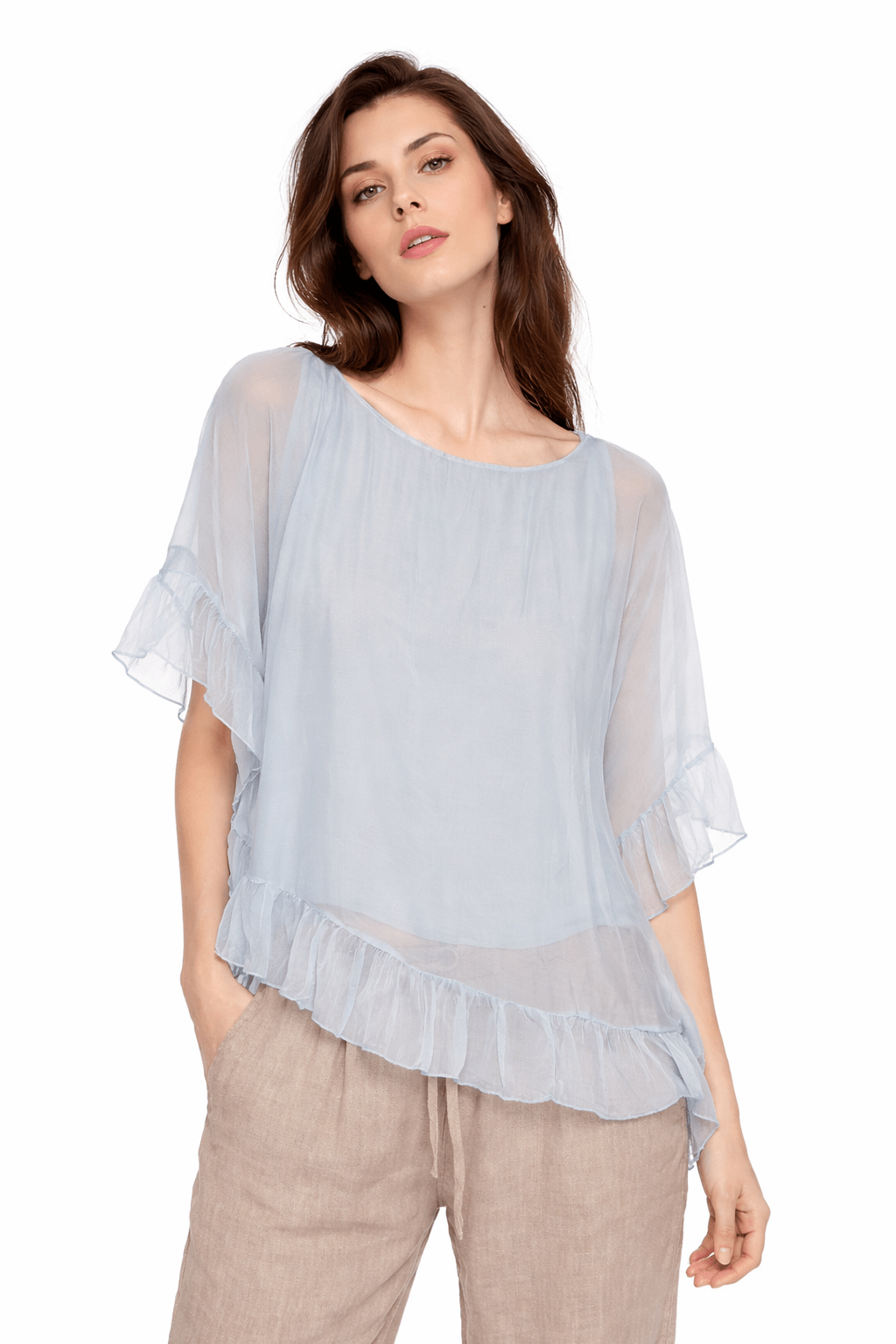 Barbara Sheer Ruffle Blouse - Must Boutique