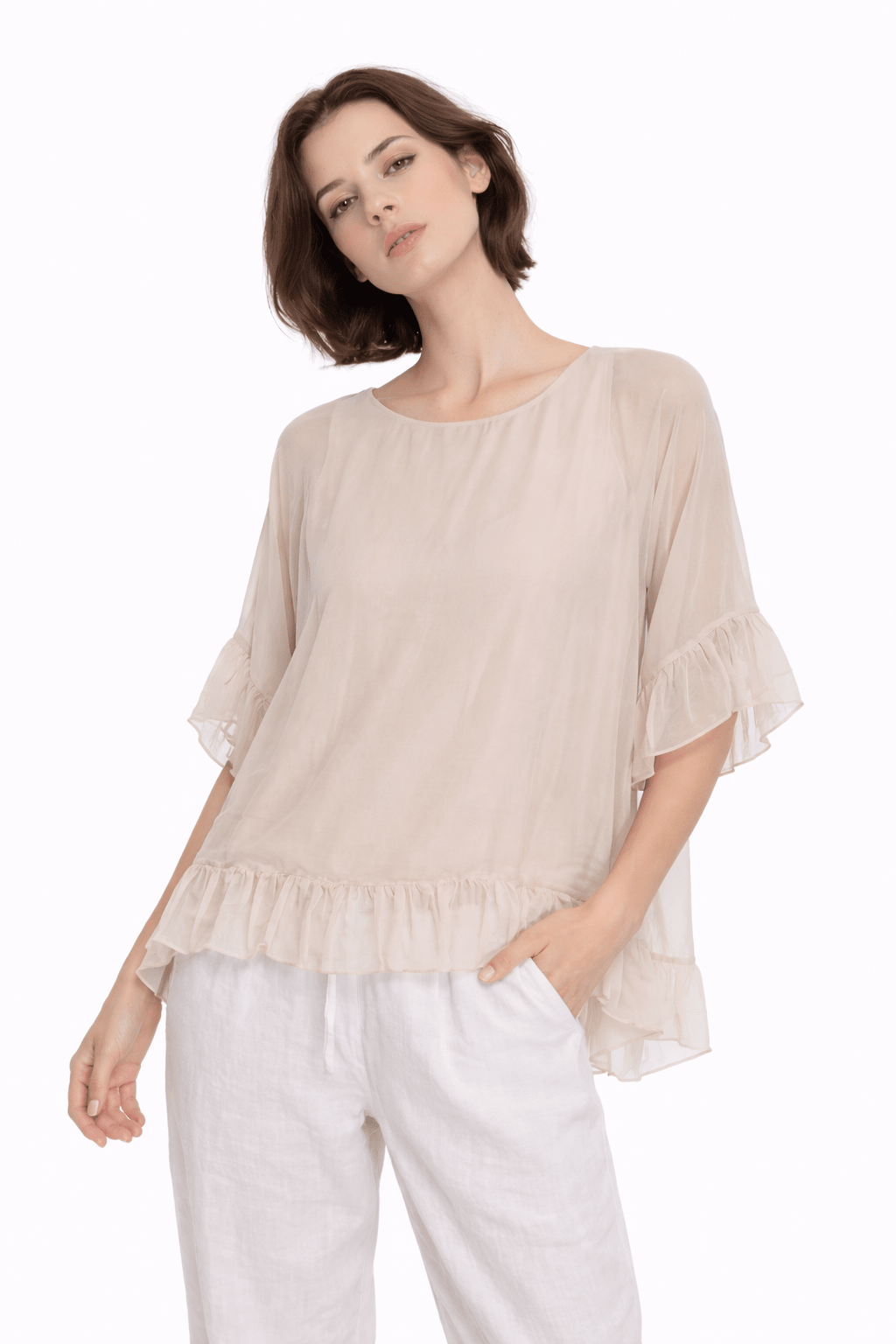 Barbara Sheer Ruffle Blouse - Must Boutique