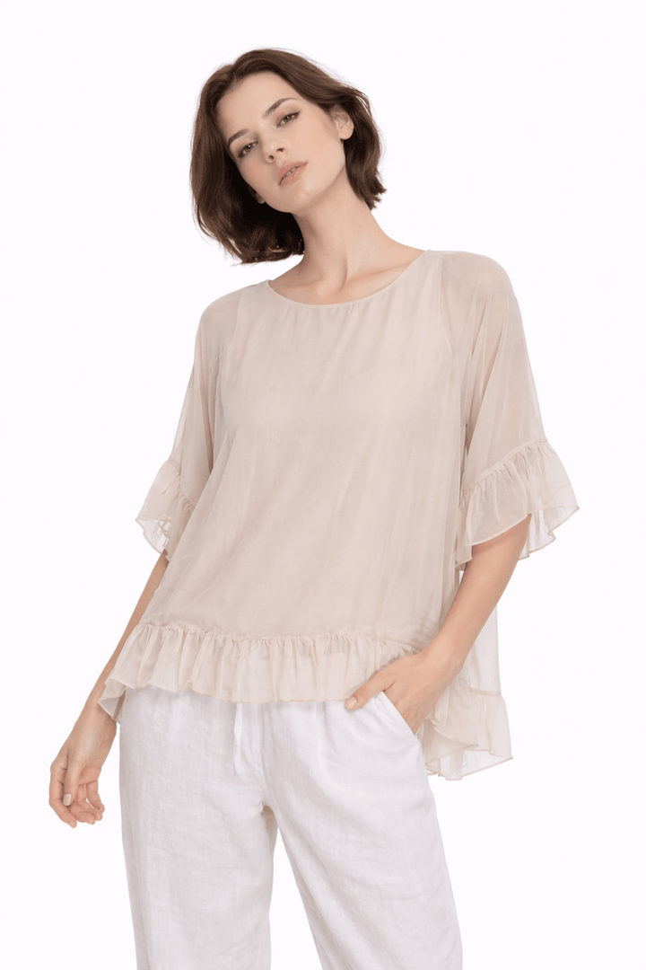 Barbara Sheer Ruffle Blouse - Must Boutique