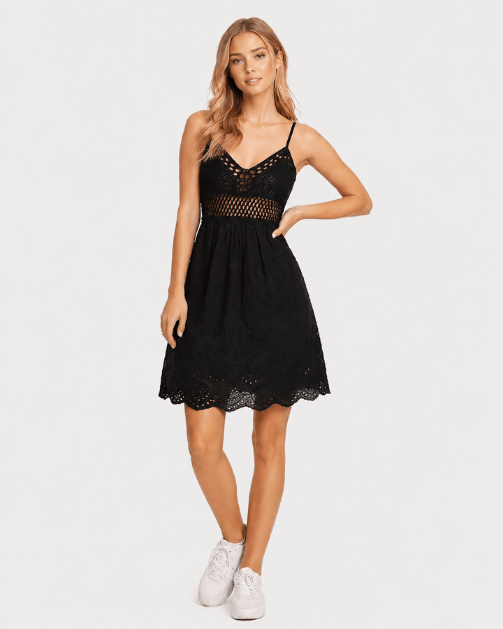 Black Eyelet Lace Summer Dress - Must Boutique
