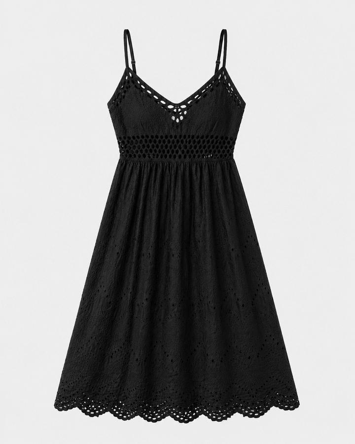 Black Eyelet Lace Summer Dress - Must Boutique