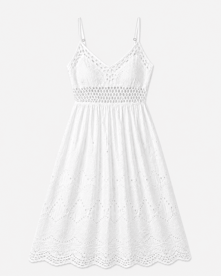 White Eyelet Lace Summer Dress - Must Boutique