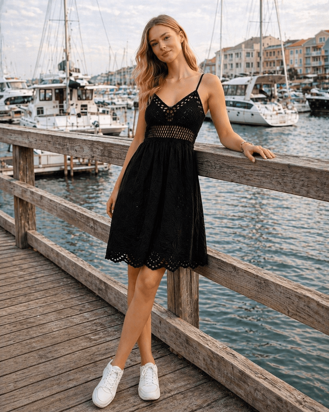 Black Eyelet Lace Summer Dress - Must Boutique