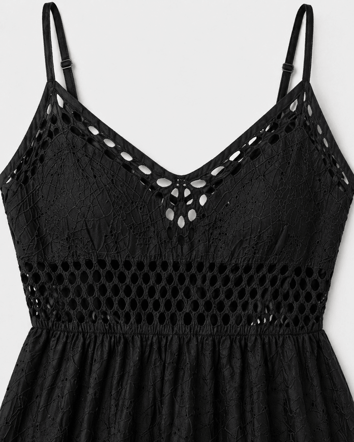 Black Eyelet Lace Summer Dress - Must Boutique