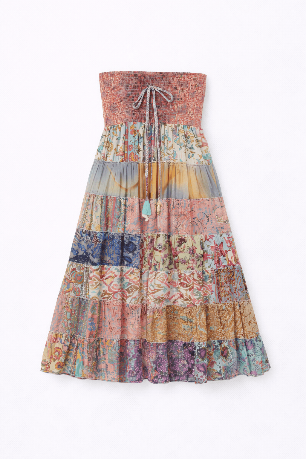 Bohemian Patchwork Midi Dress - Must Boutique