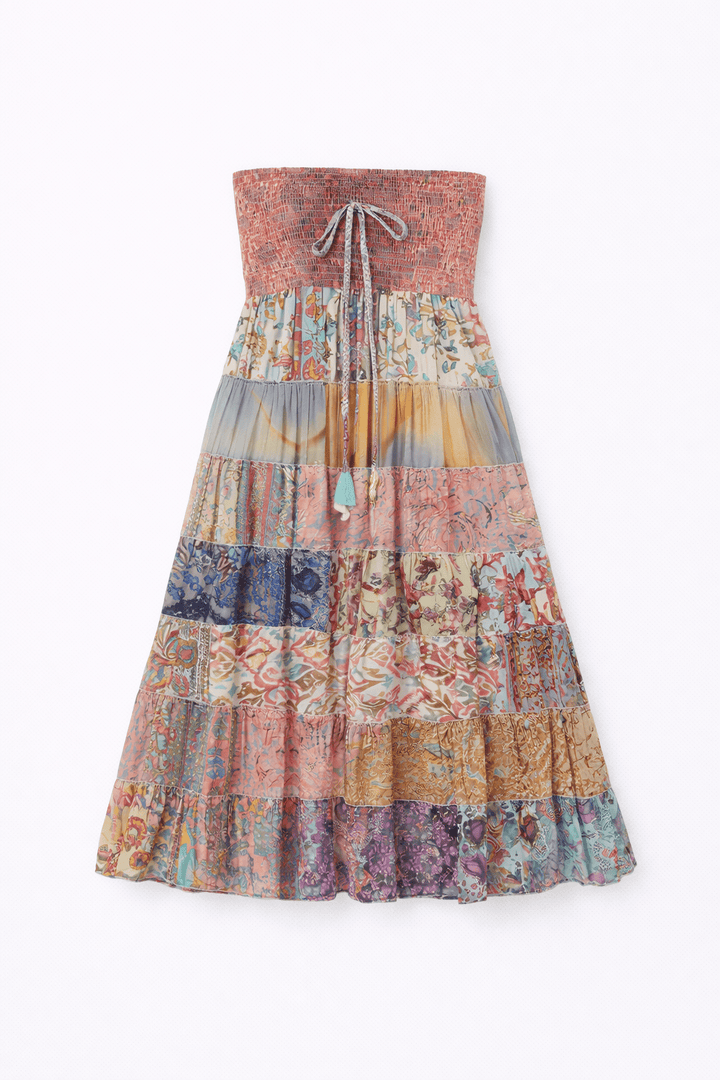 Bohemian Patchwork Midi Dress - Must Boutique