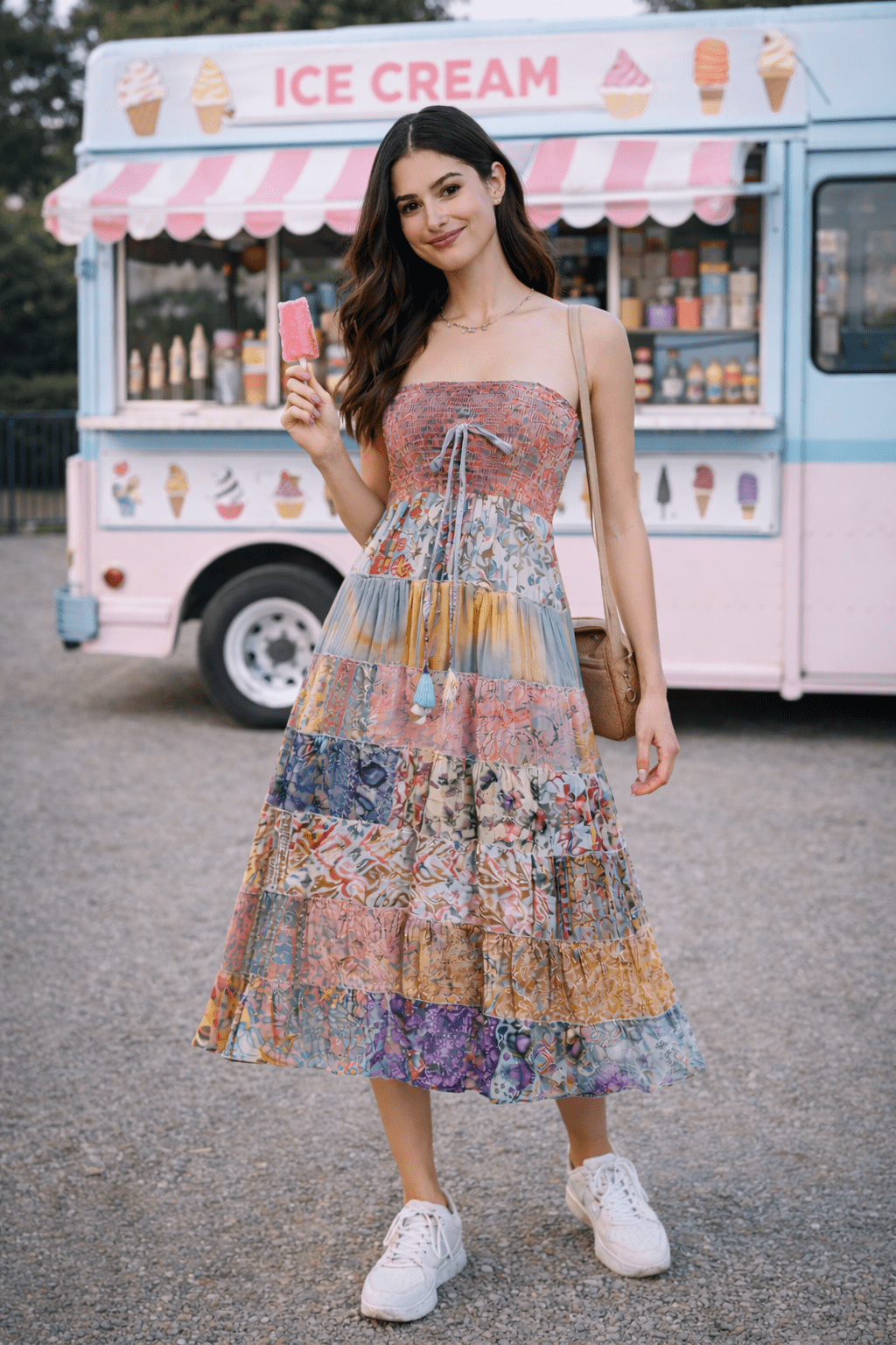 Bohemian Patchwork Midi Dress - Must Boutique