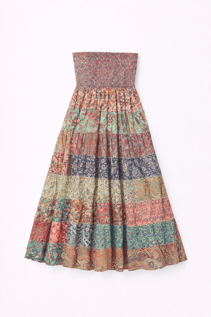 Boho Vintage Silk Maxi Dress - Must Boutique