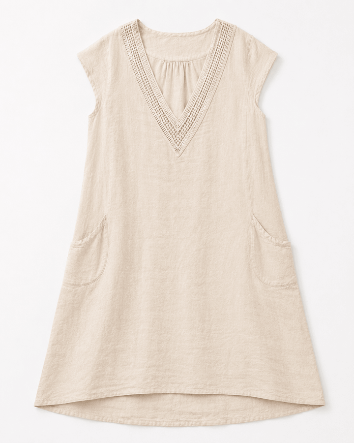 Celeste Embroidered Linen Dress - Must Boutique