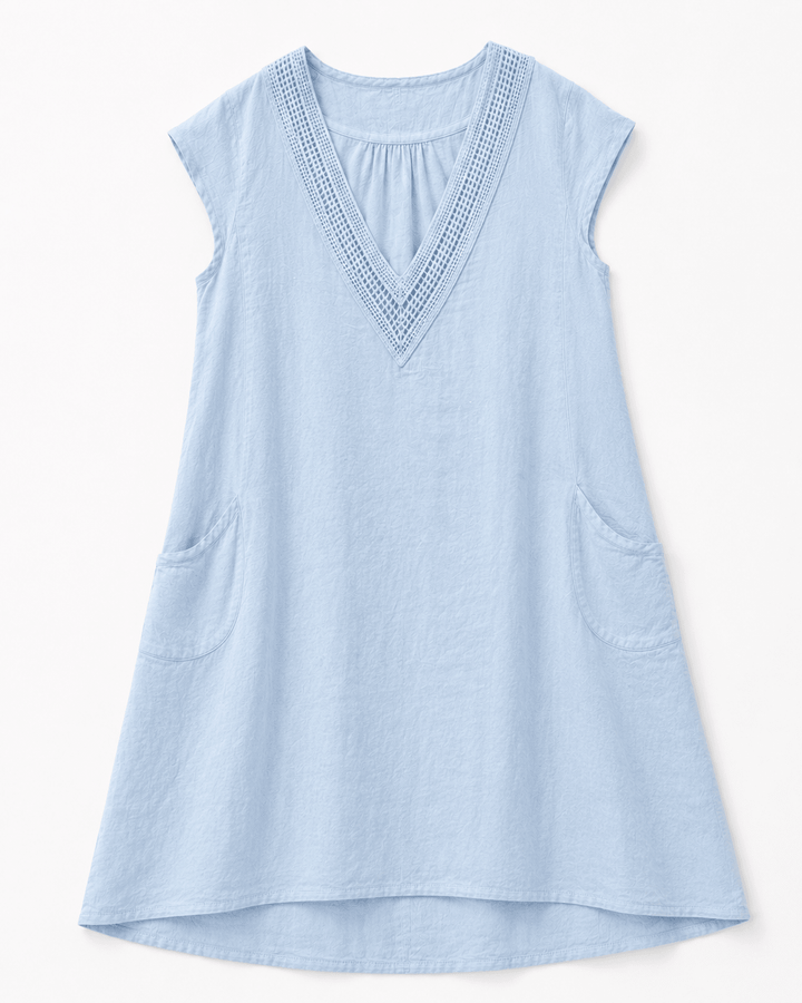 Celeste Embroidered Linen Dress - Must Boutique