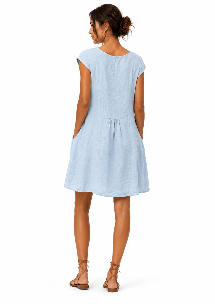 Celeste Embroidered Linen Dress - Must Boutique