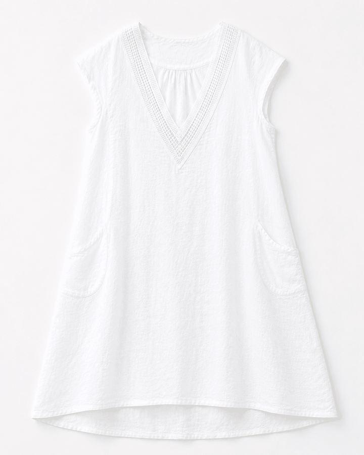 Celeste Embroidered Linen Dress - Must Boutique
