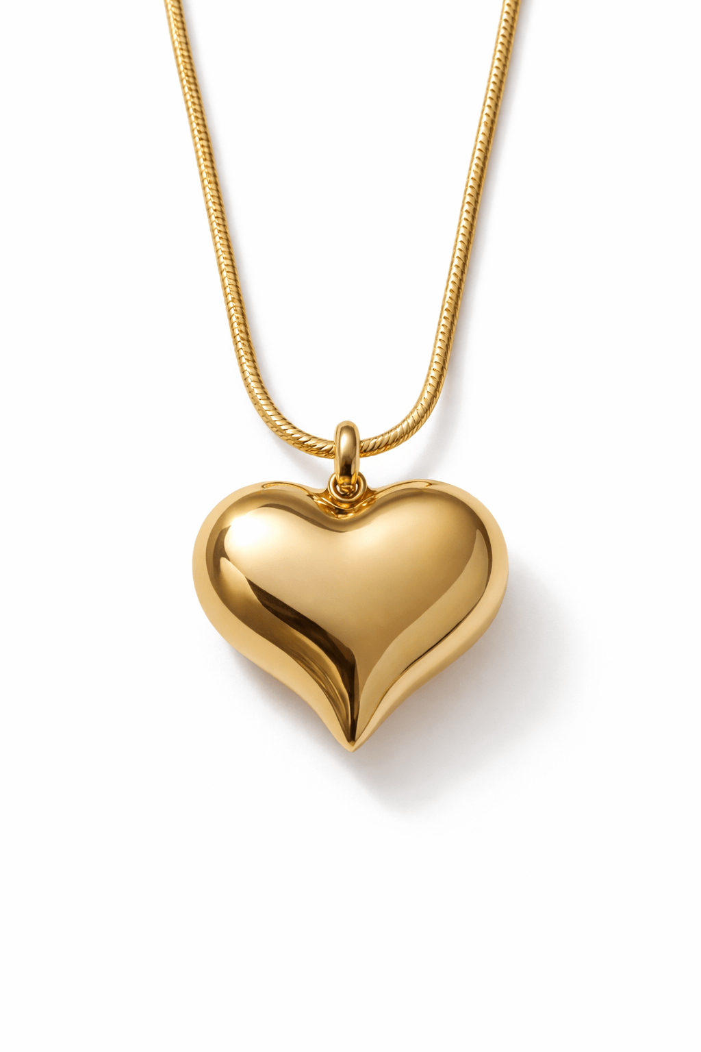 Classic large Polished Heart Pendant Necklace - Must Boutique