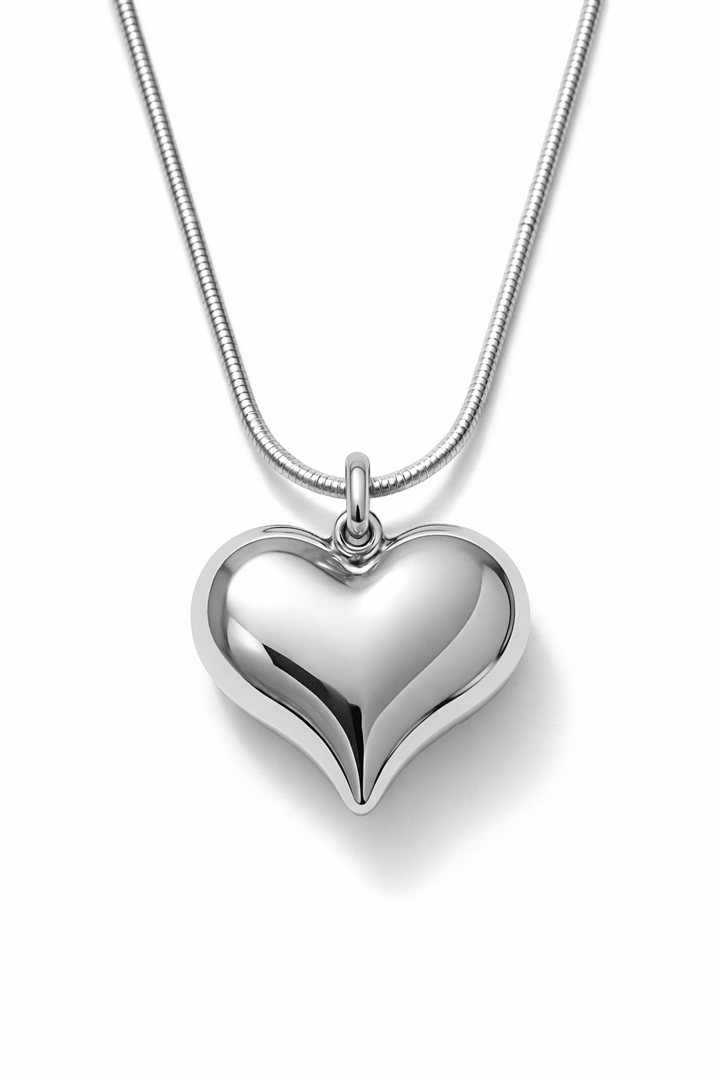 Classic large Polished Heart Pendant Necklace - Must Boutique