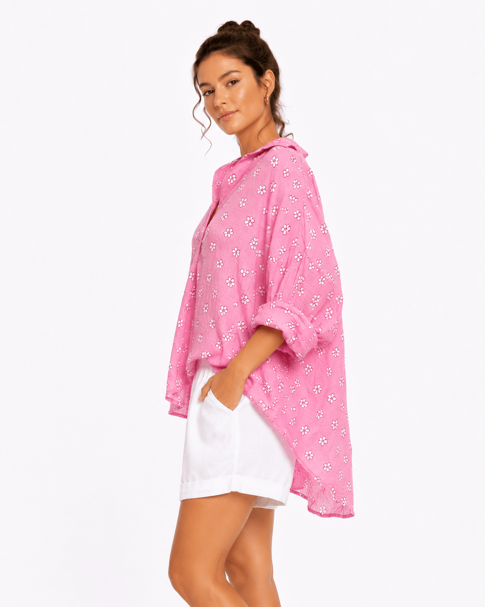 Cotton Ramie Ditsy Shirt - Must Boutique