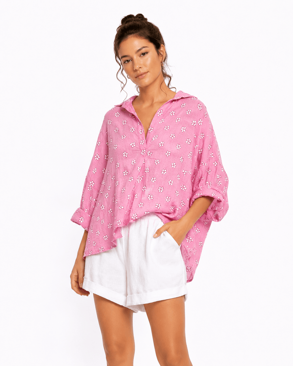 Cotton Ramie Ditsy Shirt - Must Boutique