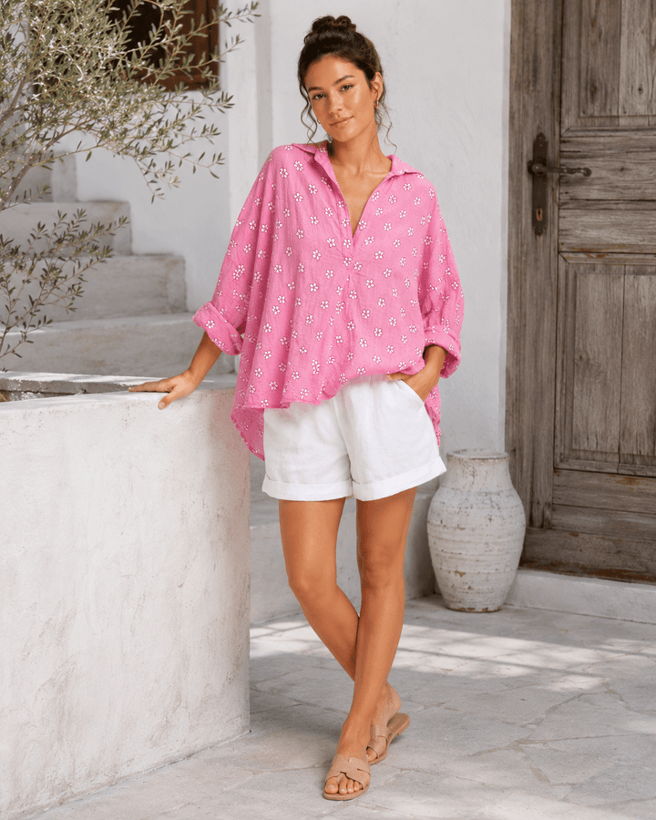 Cotton Ramie Ditsy Shirt - Must Boutique