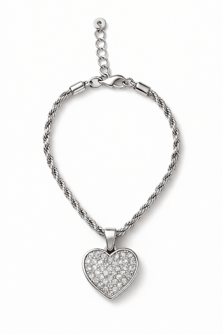 Dazzling Silver Heart Charm Bracelet - Must Boutique