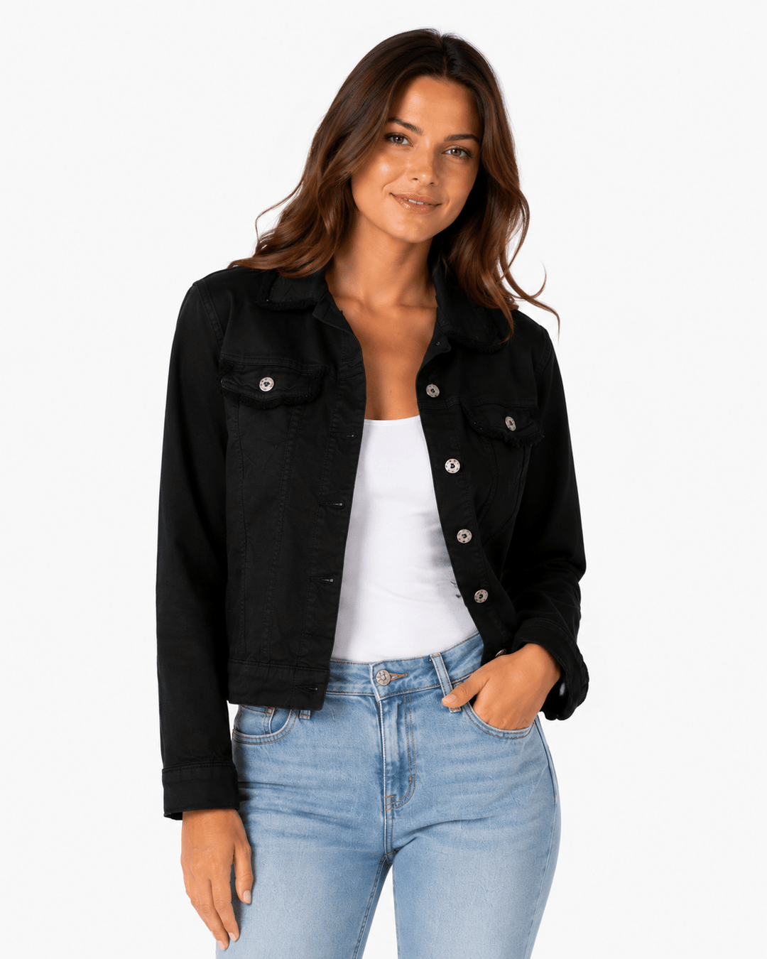 Donna Frayed Denim Jacket - Must Boutique