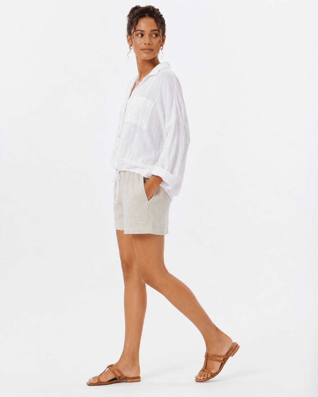 Doreen Sequin Pocket Linen Shirt - Must Boutique
