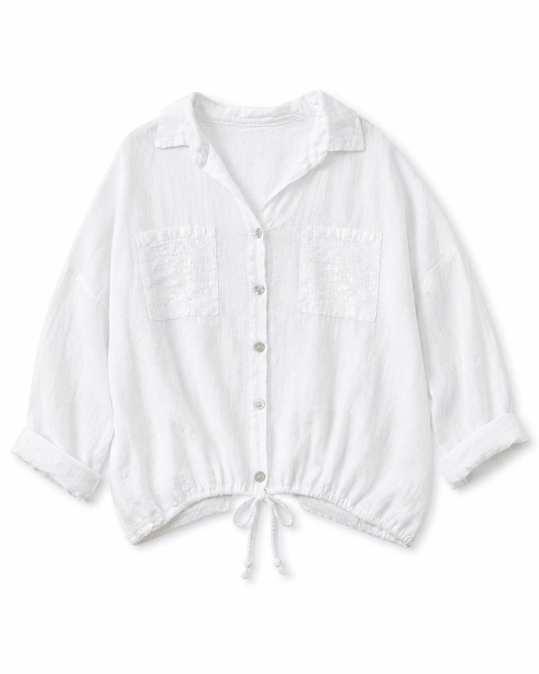 Doreen Sequin Pocket Linen Shirt - Must Boutique