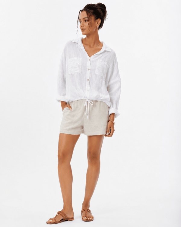Doreen Sequin Pocket Linen Shirt - Must Boutique