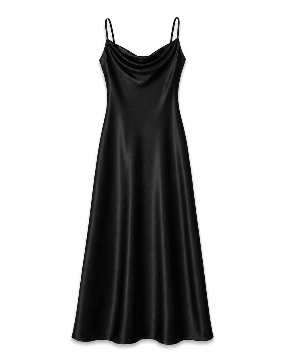 Elegant Black Satin A-Line Dress - Must Boutique