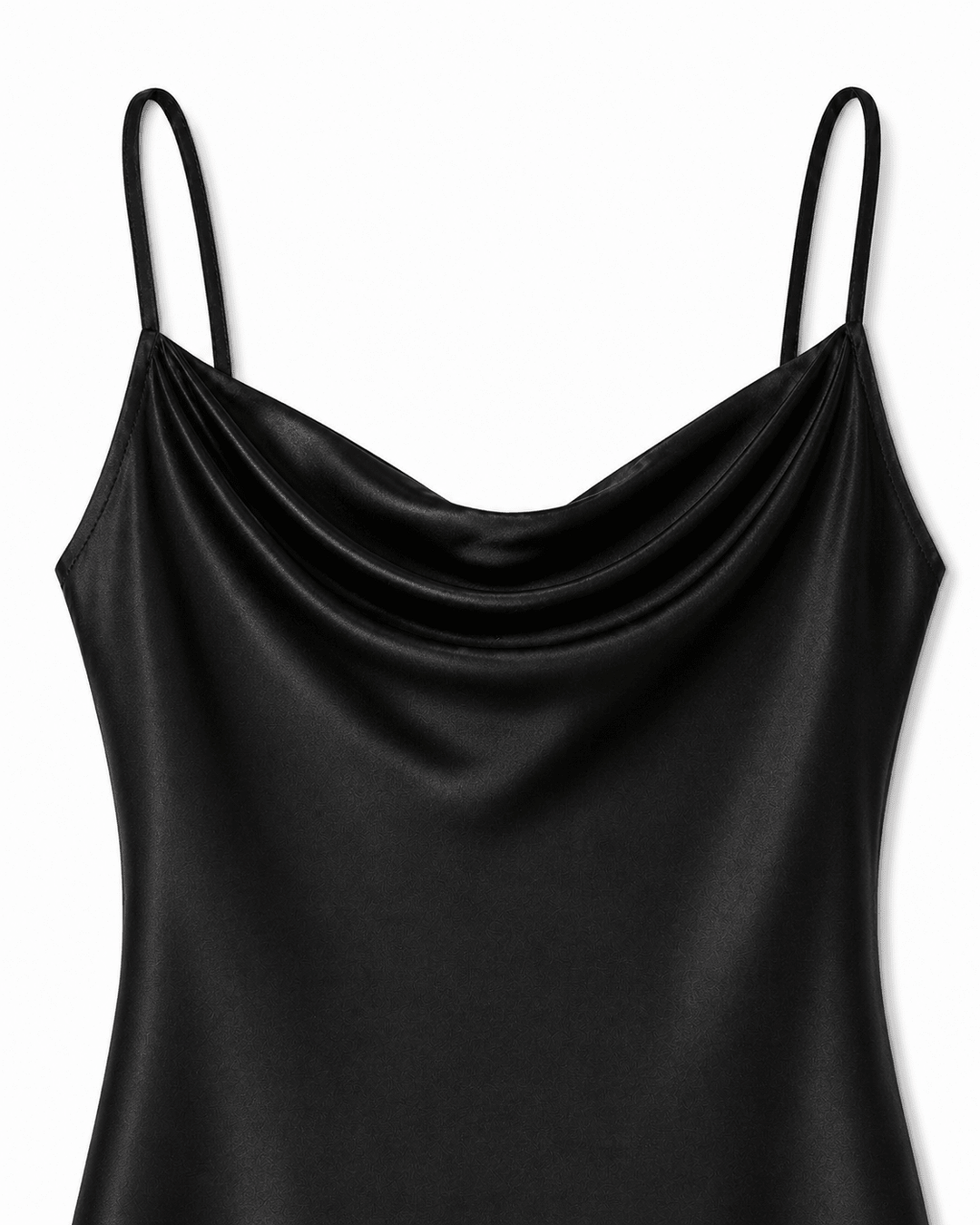 Elegant Black Satin A-Line Dress - Must Boutique