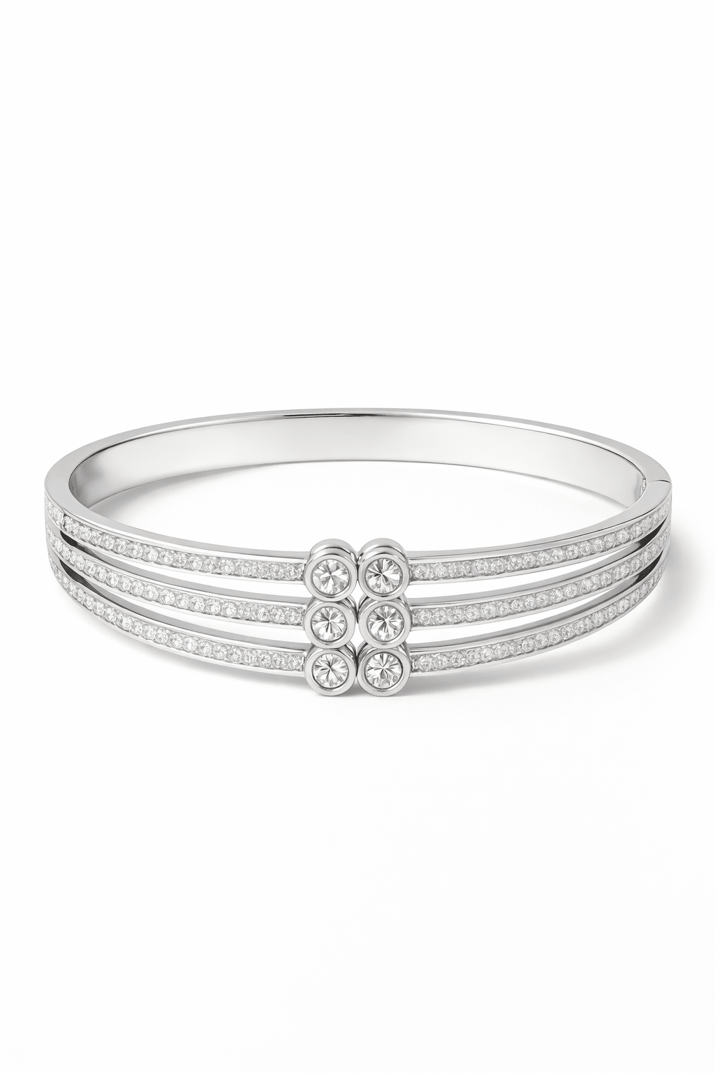 Elegant Triple Row Crystal Bangle Bracelet - Must Boutique