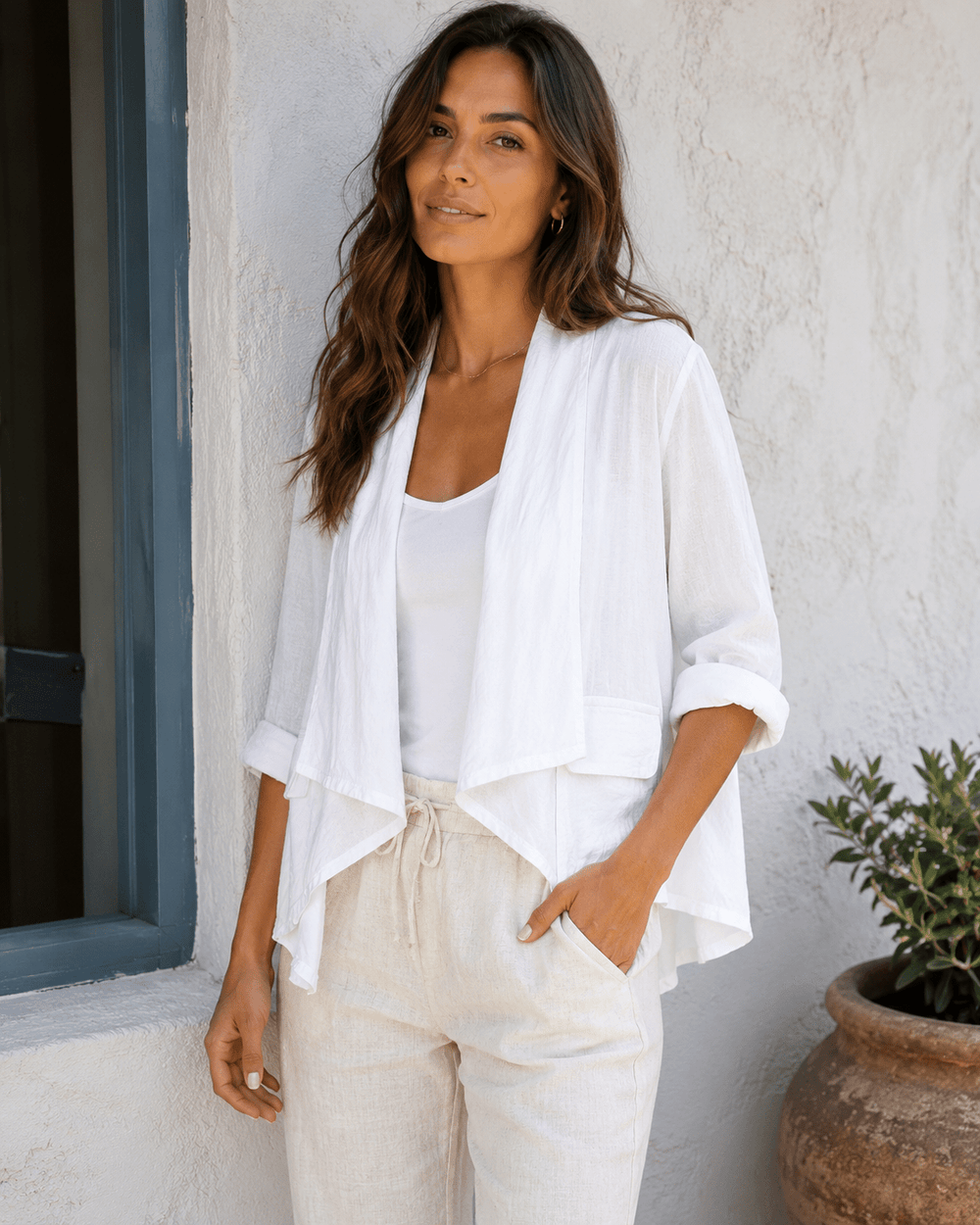 Elena Waterfall Linen Jacket - Must Boutique