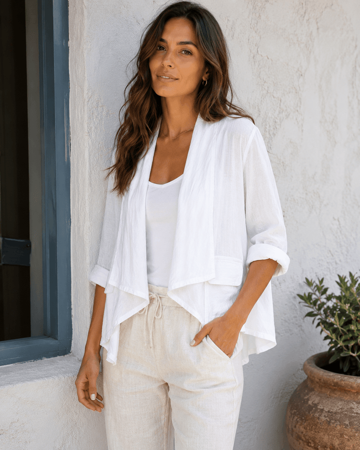 Elena Waterfall Linen Jacket - Must Boutique