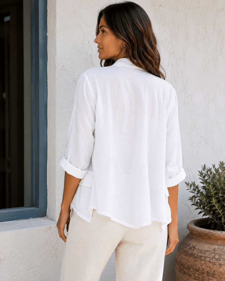 Elena Waterfall Linen Jacket - Must Boutique