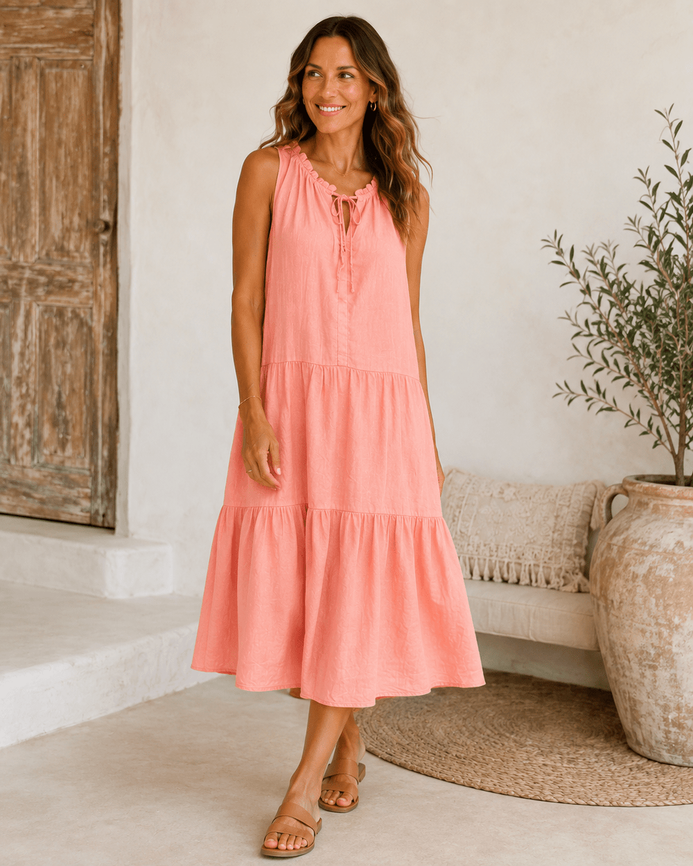Elsa Linen Midi Dress - Must Boutique