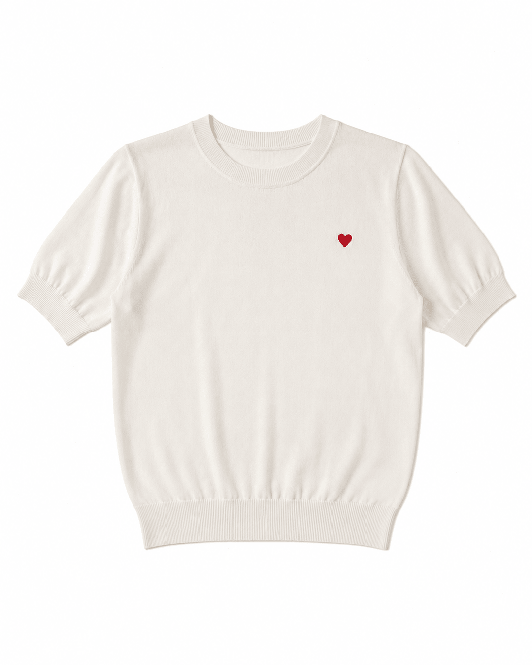 Embroidered Heart Knit Tee - Must Boutique