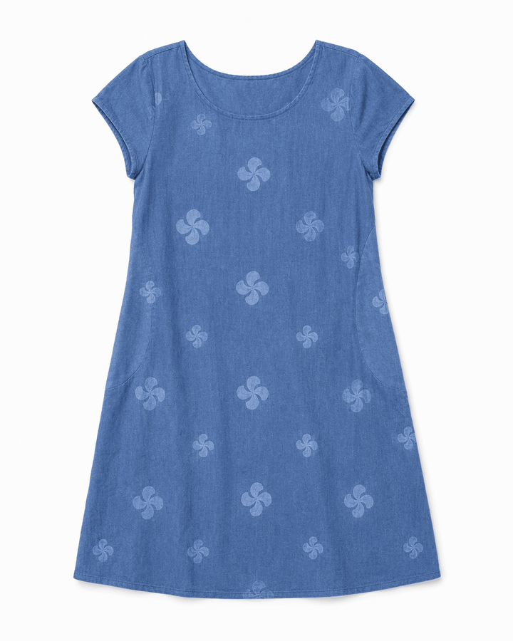 Embroidered Linen Blend Shift Dress - Must Boutique