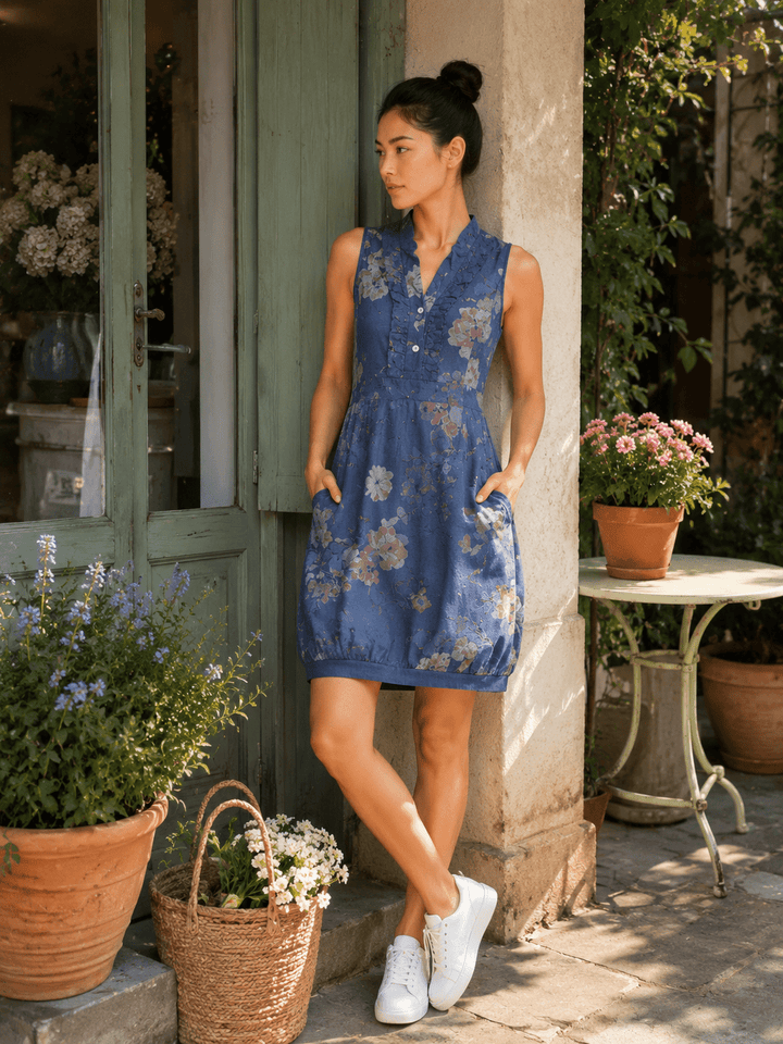 Flora Ruffle Linen Dress - Must Boutique