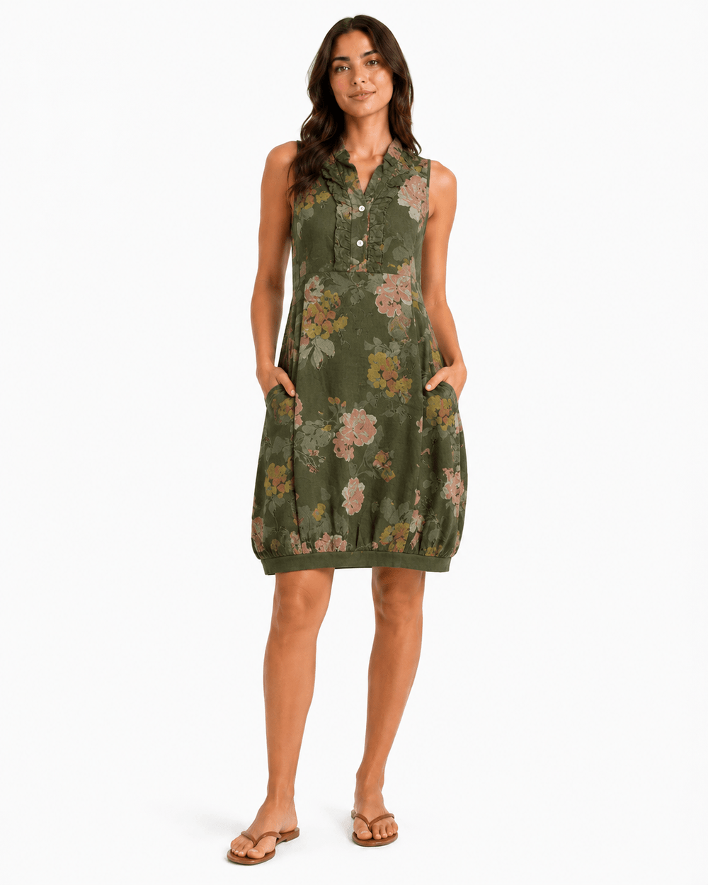 Flora Ruffle Linen Dress - Must Boutique