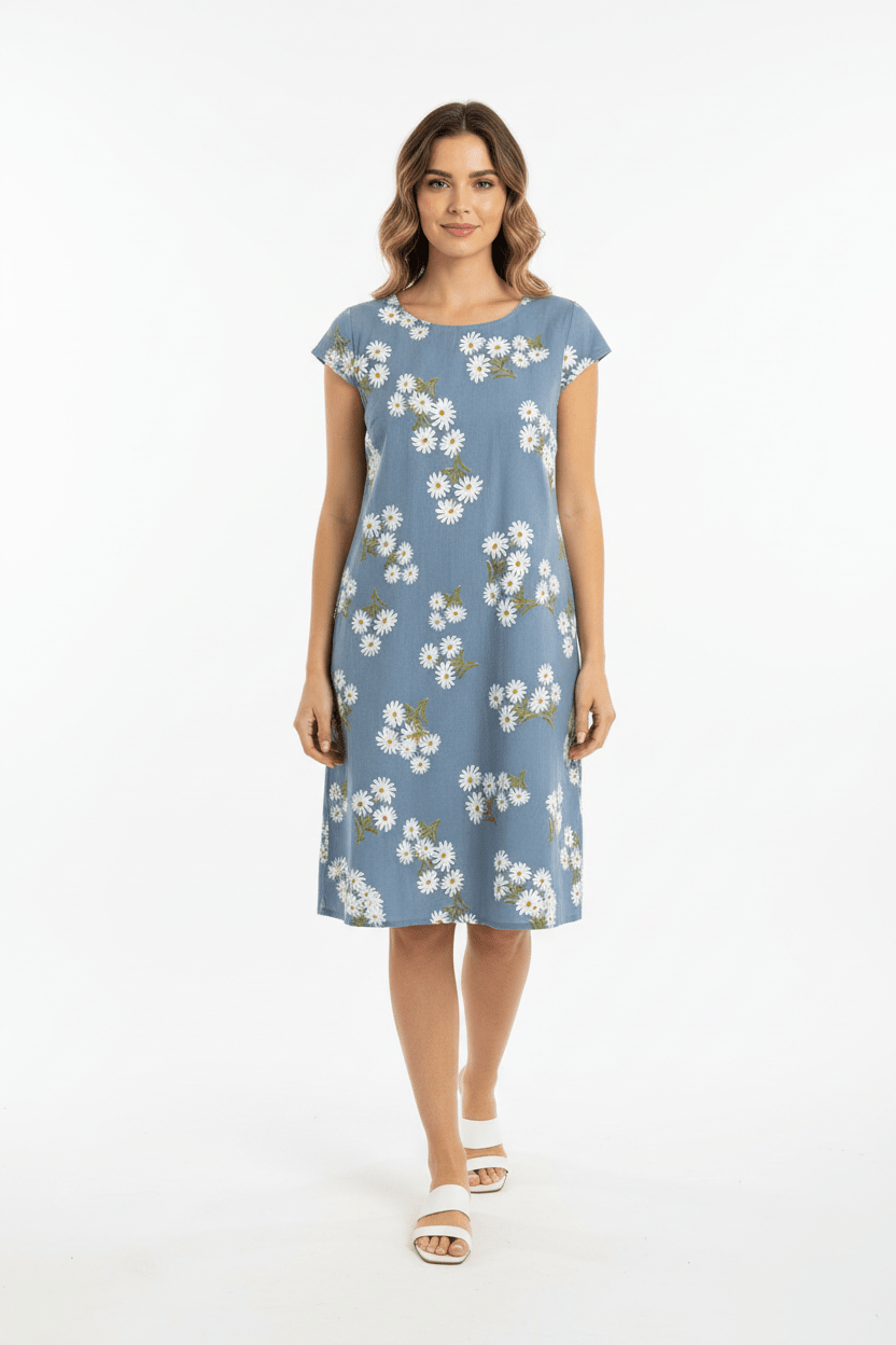 Floral Linen Blend Dress - Must Boutique