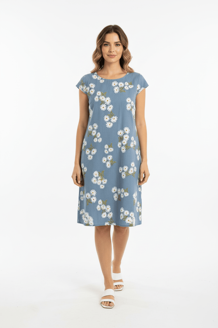 Floral Linen Blend Dress - Must Boutique