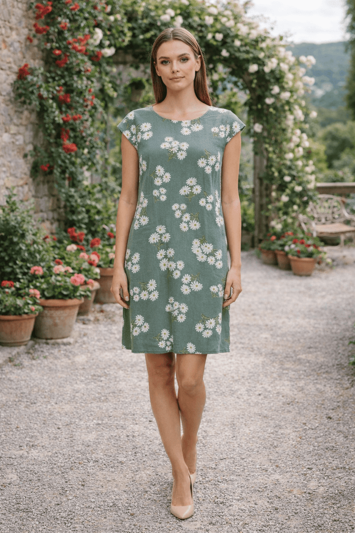 Floral Linen Blend Dress - Must Boutique
