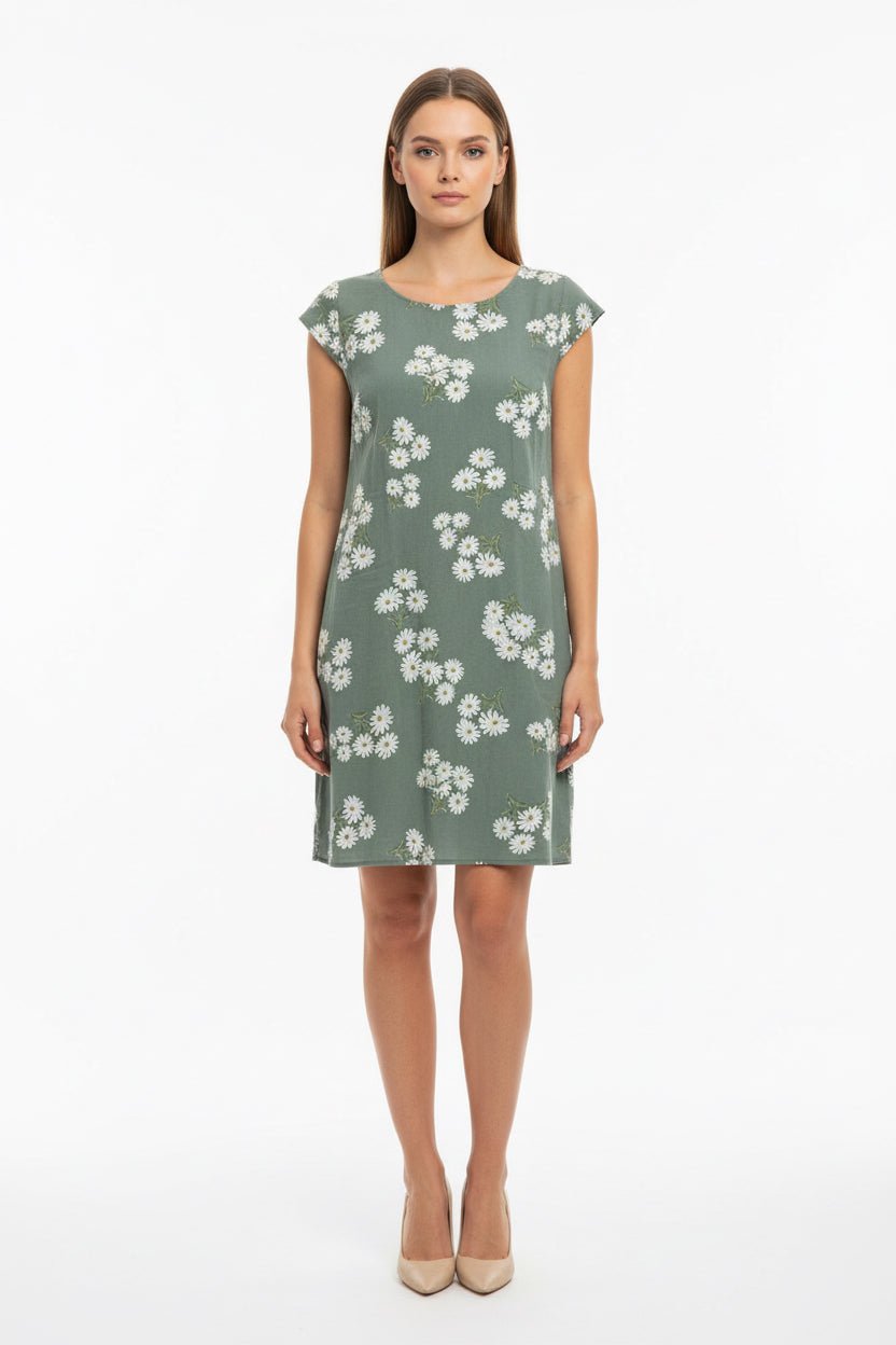 Floral Linen Blend Dress - Must Boutique