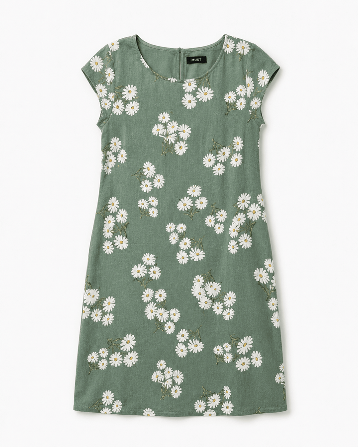 Floral Linen Blend Dress - Must Boutique