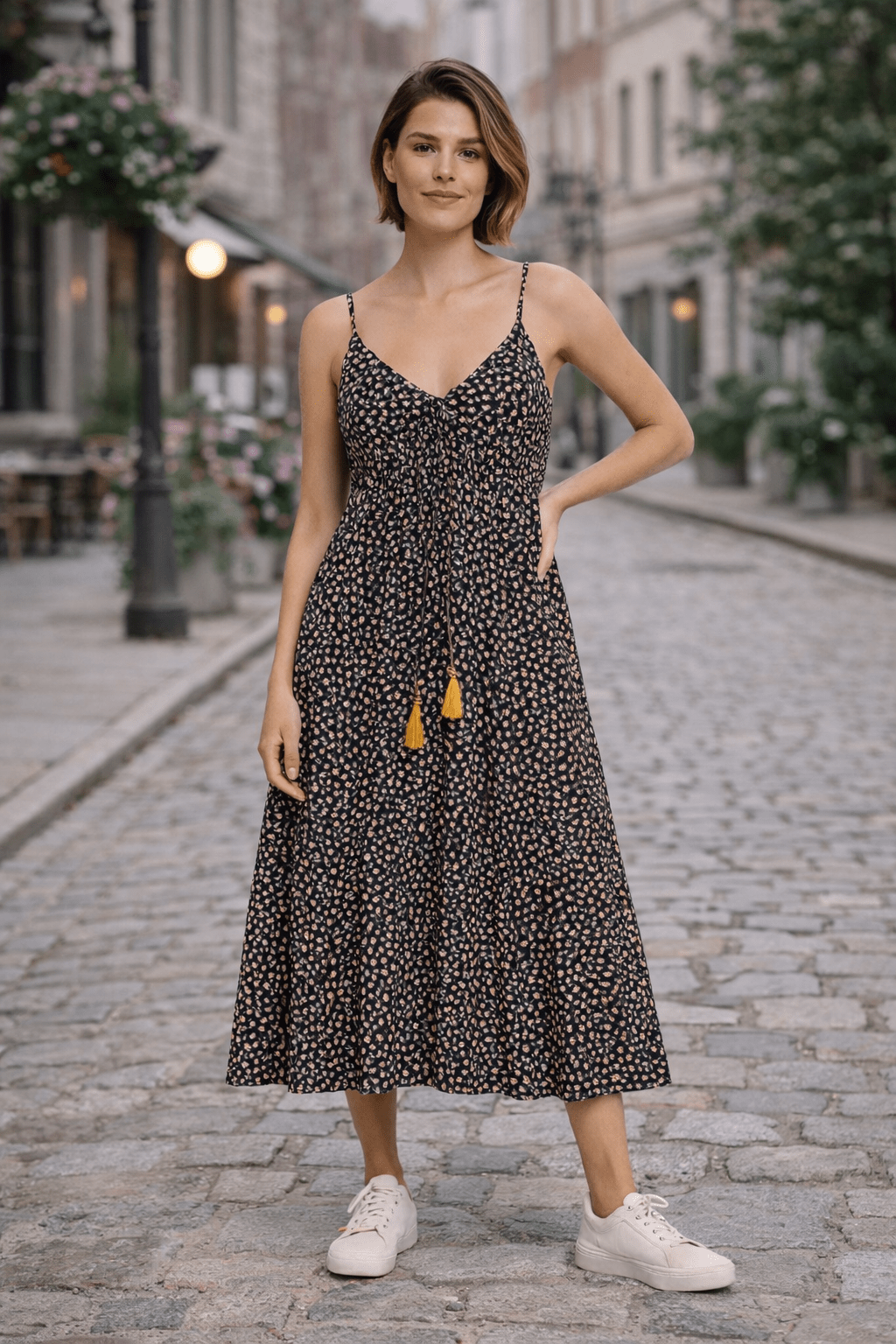 Floral Print Maxi Dress with Tassel Detail - Must Boutique