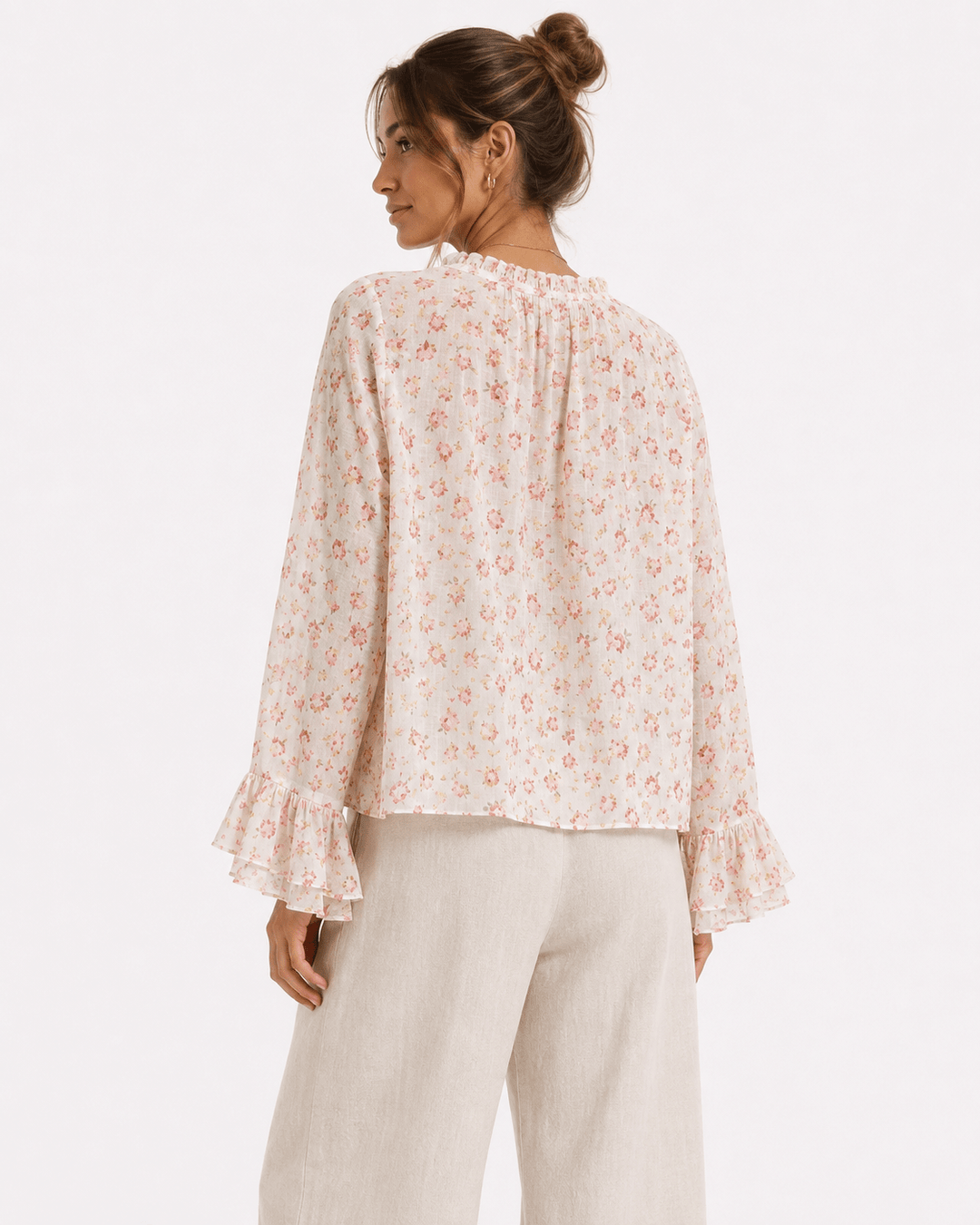 Floral Ruffle Tencel Blouse - Must Boutique