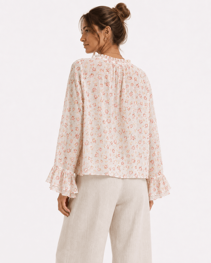 Floral Ruffle Tencel Blouse - Must Boutique