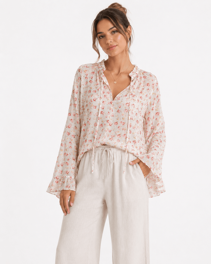 Floral Ruffle Tencel Blouse - Must Boutique