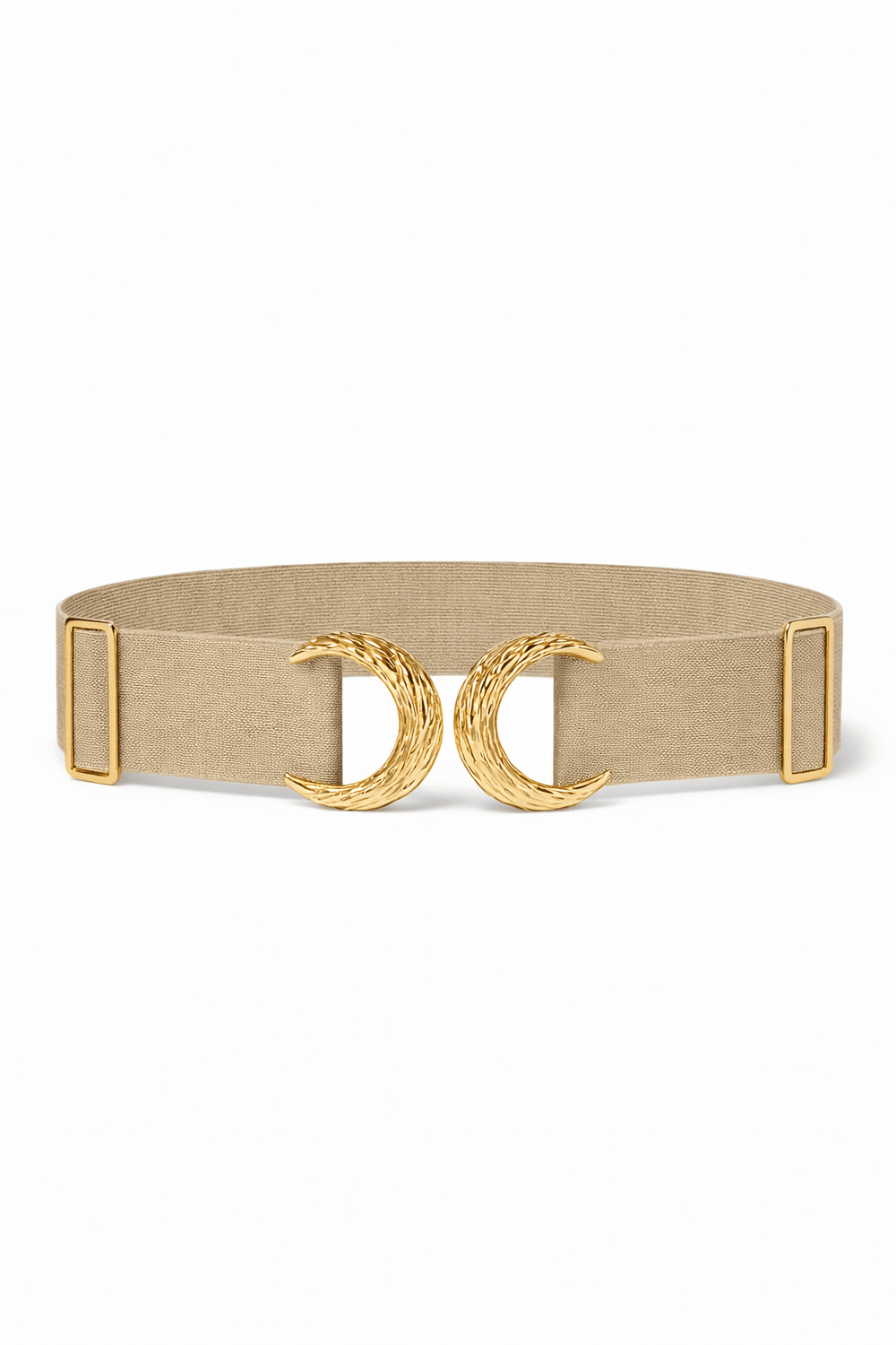 Gold Crescent Buckle Stretch Belt – Elegant & Chic - Must Boutique